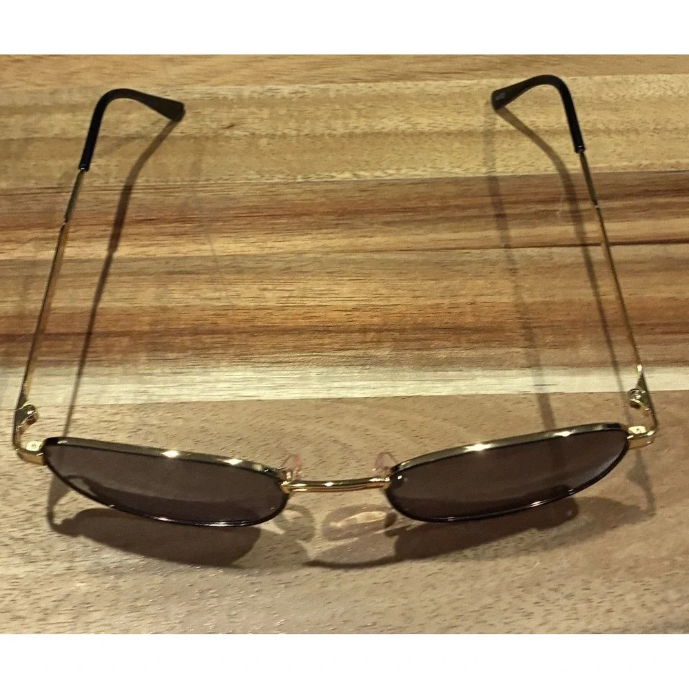 Rocco Made in Italy Gold Brown Sunglasses Retro 90s Y2K Quiet Luxury Unisex NIB